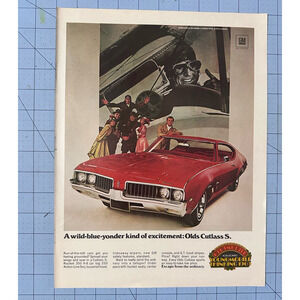 1969 Oldsmobile Cutlass S Rocket 350 V8 Red Original Magazine Print Ad